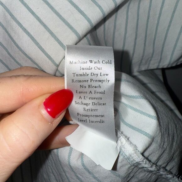 Frank & Eileen Oversized Shirley Striped Oxford Shirt - White/Blue S - Picture 8 of 8